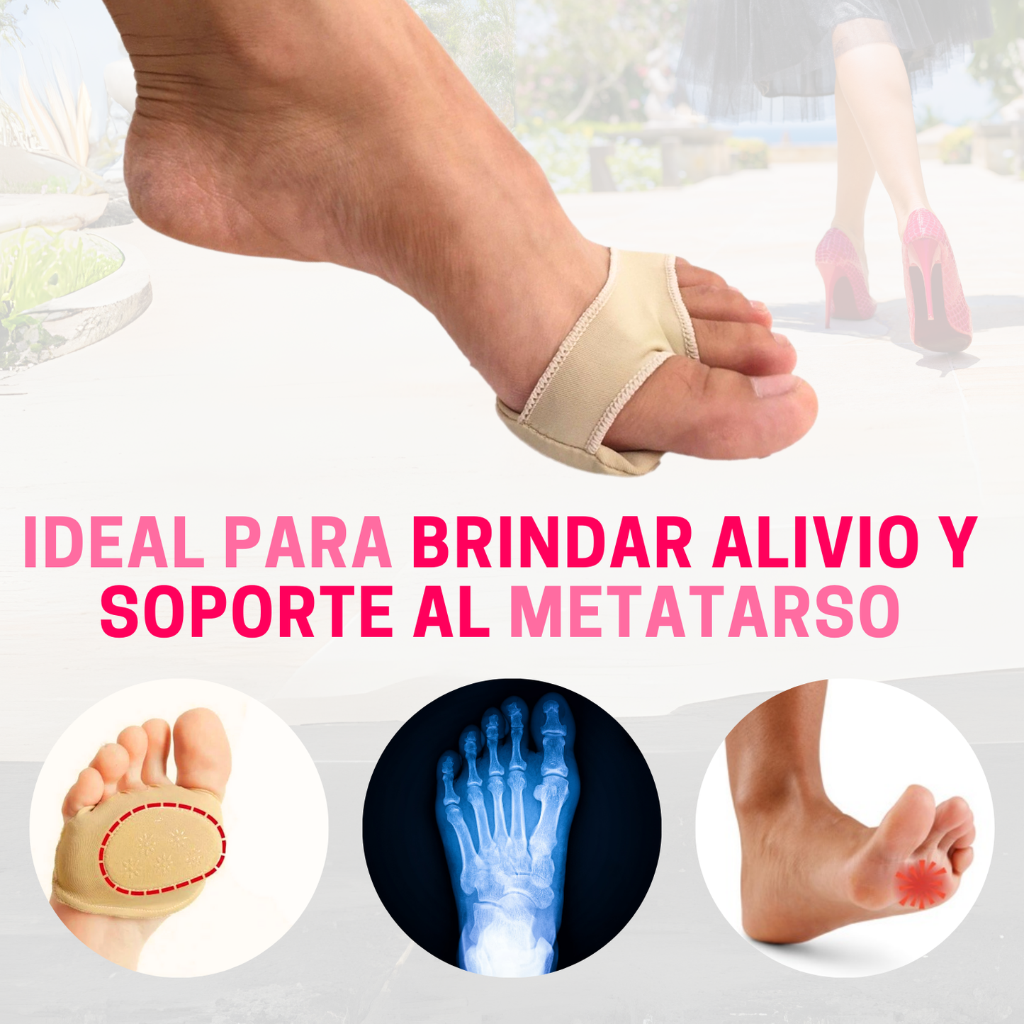 Kit Almohadilla Metatarsal de Tela con Botón de Gel Talla Chica (2 pares)