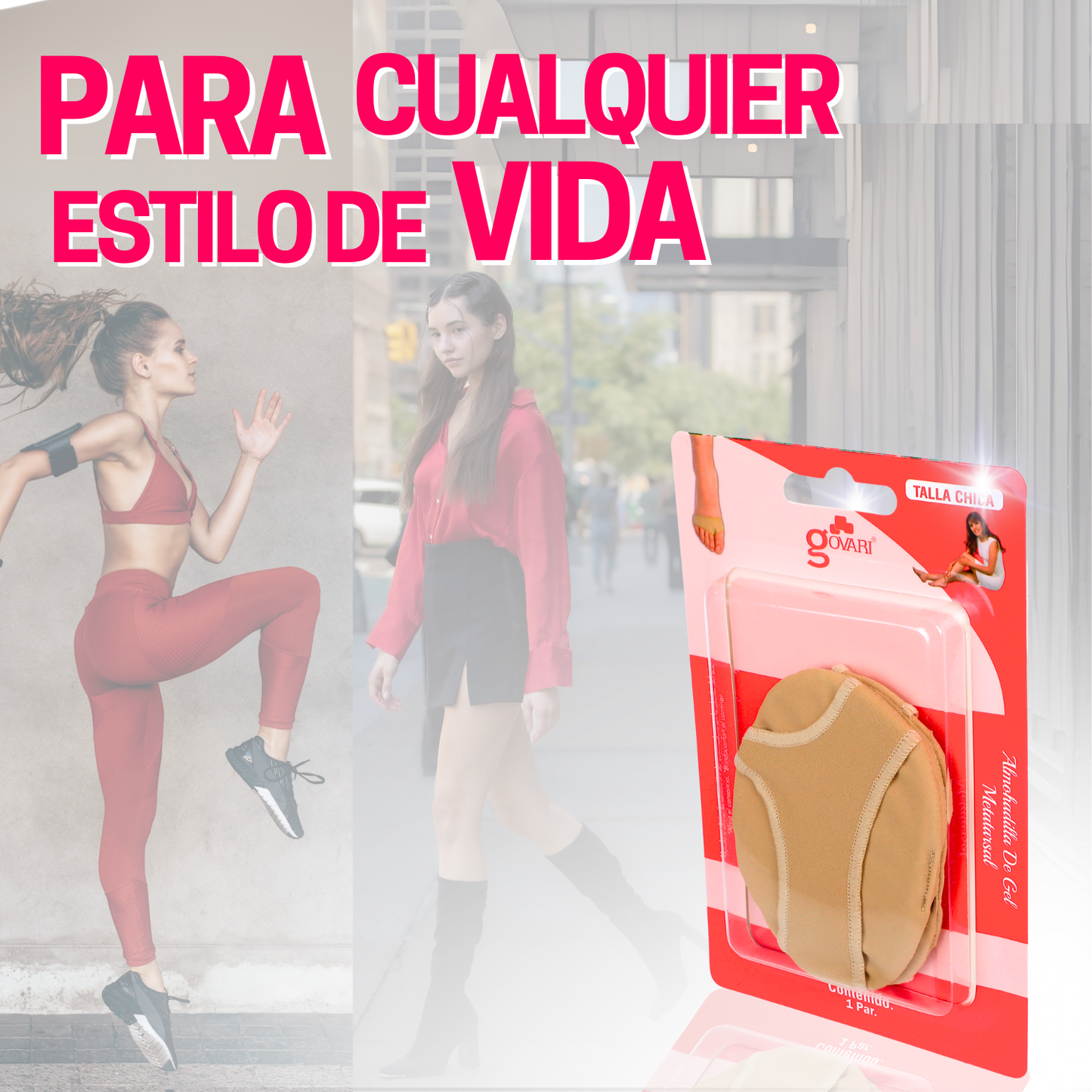 Kit Almohadilla Metatarsal de Tela con Botón de Gel Talla Chica (2 pares)